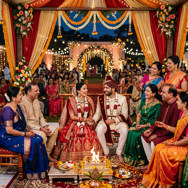 Happy Indian Wedding Family